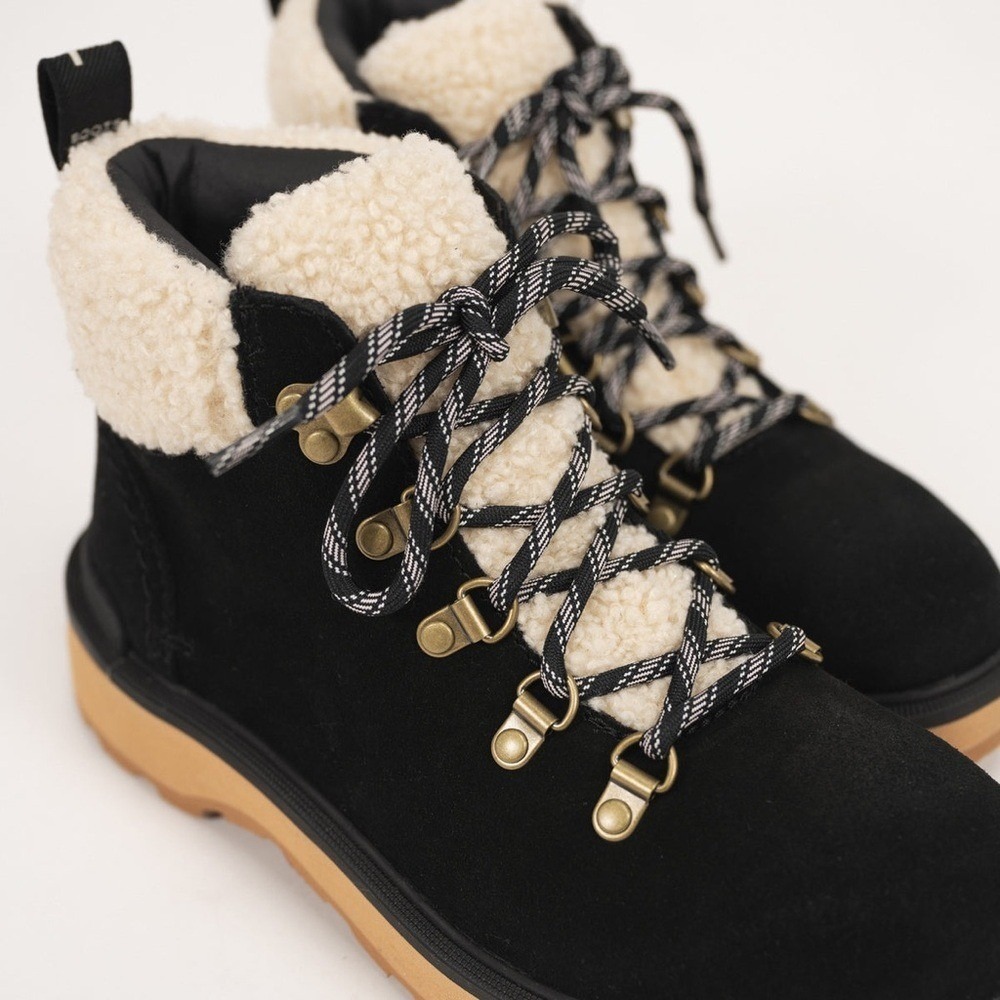SOREL HI-LINE HIKER COZY - BLACK - LEATHER shoe 6.5 - Picture 2 of 10